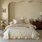 Elise French Lace Jacquard Satin Bedding Set - Beige